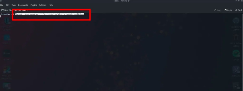 configure Edge in Konsole