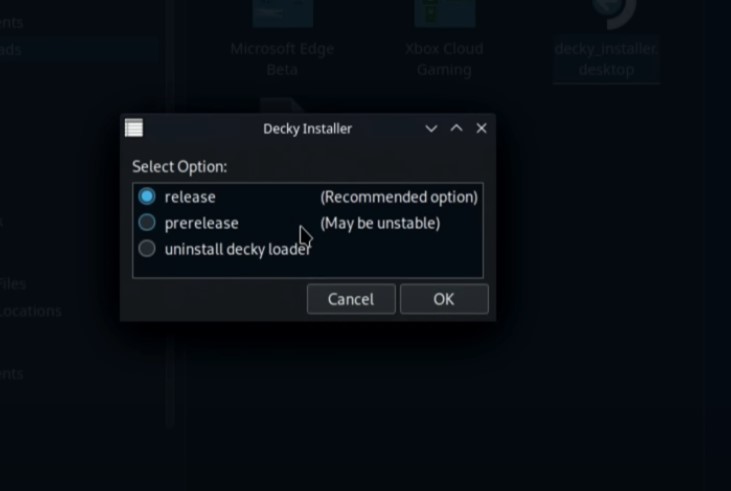 final step to installing Decky Loader on Steam Deck.