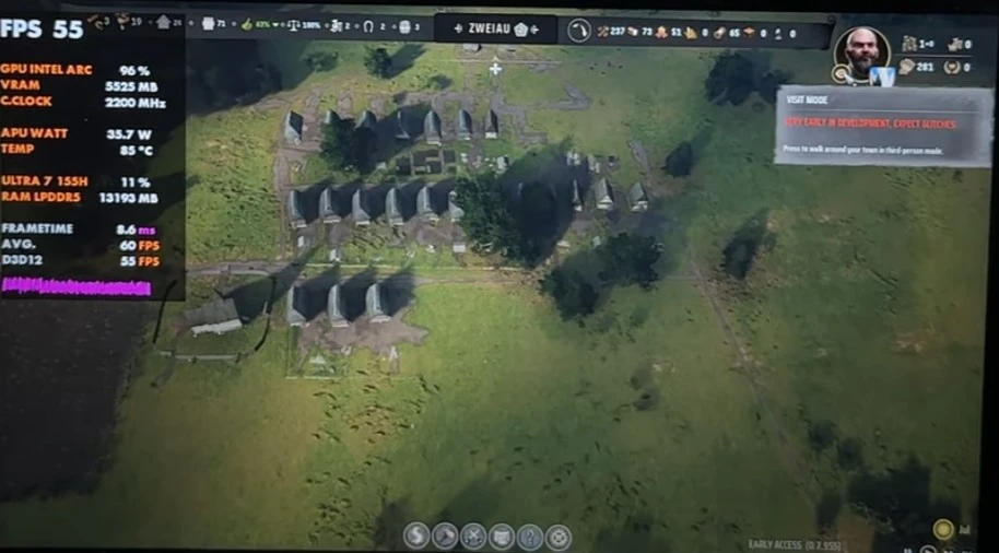 manor lords MSI Claw benchmarks