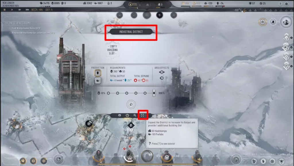 expanding industrial districts to increase Goods production in Frostpunk 2
