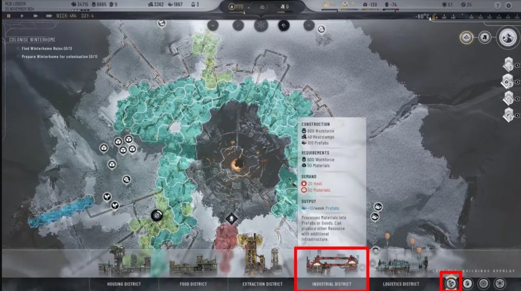 building industrial districts to increase Goods production in Frostpunk 2