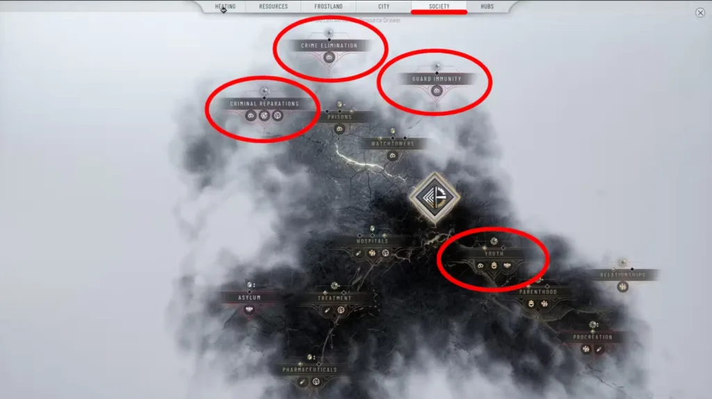 reduce crime rate with laws in frostpunk 2