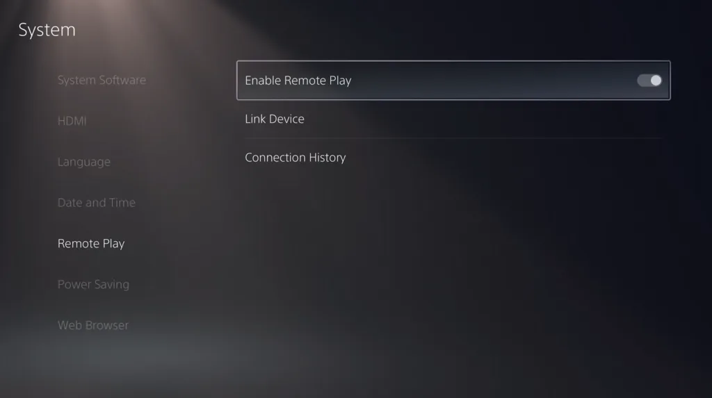 enable remote play on PS5