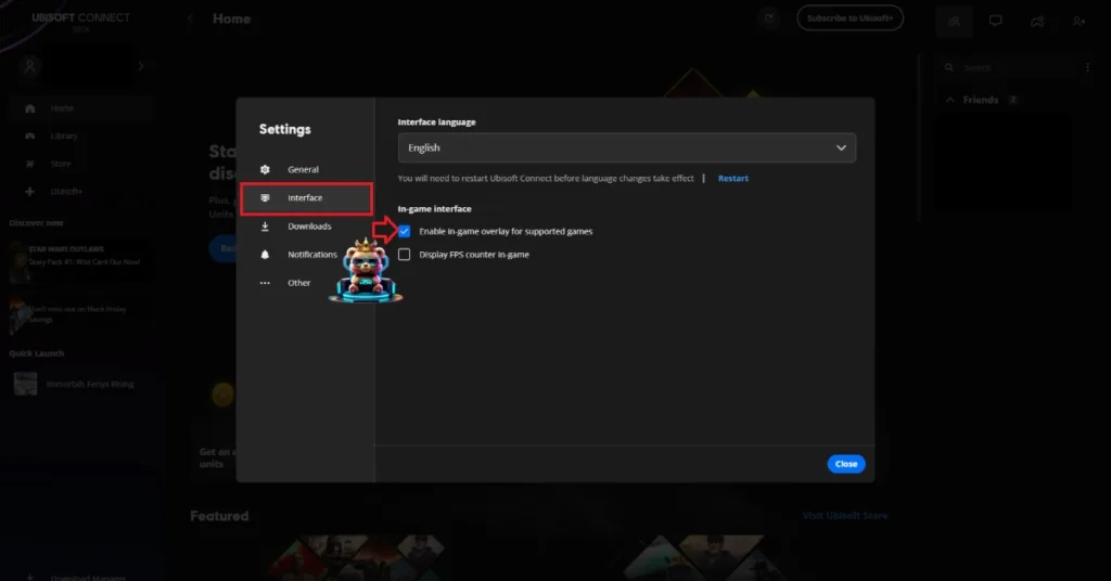 How to enable or disable Ubisoft Connect in-game overlay?