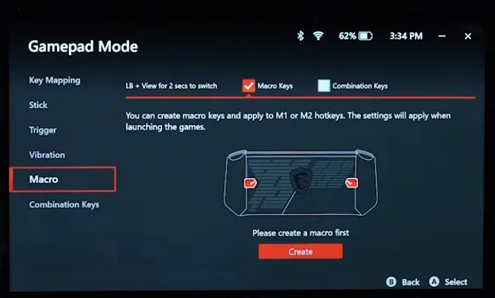 steps to setting up macro keys on MSI Claw