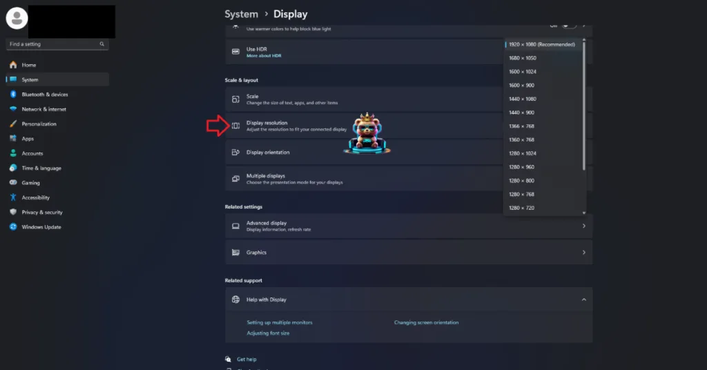How to change desktop resolution in Windows 11.