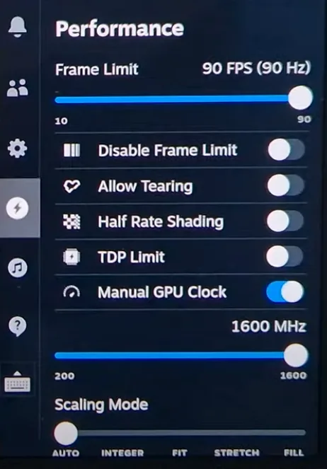Steam Deck device Settings for Horizon Forbidden West