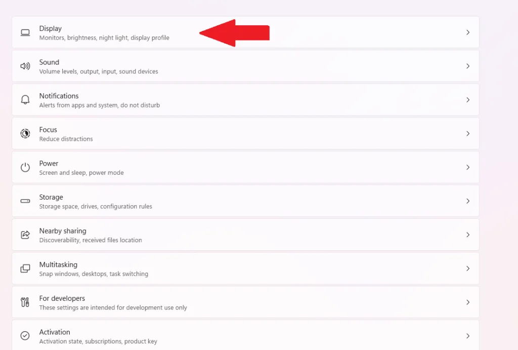 windows display settings for Legion Go monitor
