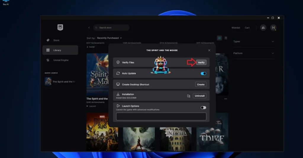 How to verify games files in Epic Launcher?