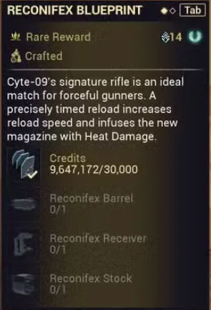 Crafting recipe for Reconifex LMG