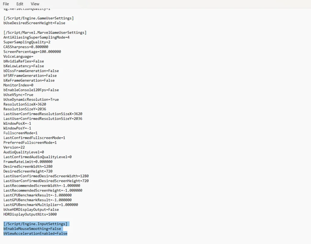 turning off mouse acceleration in Marvel rivals