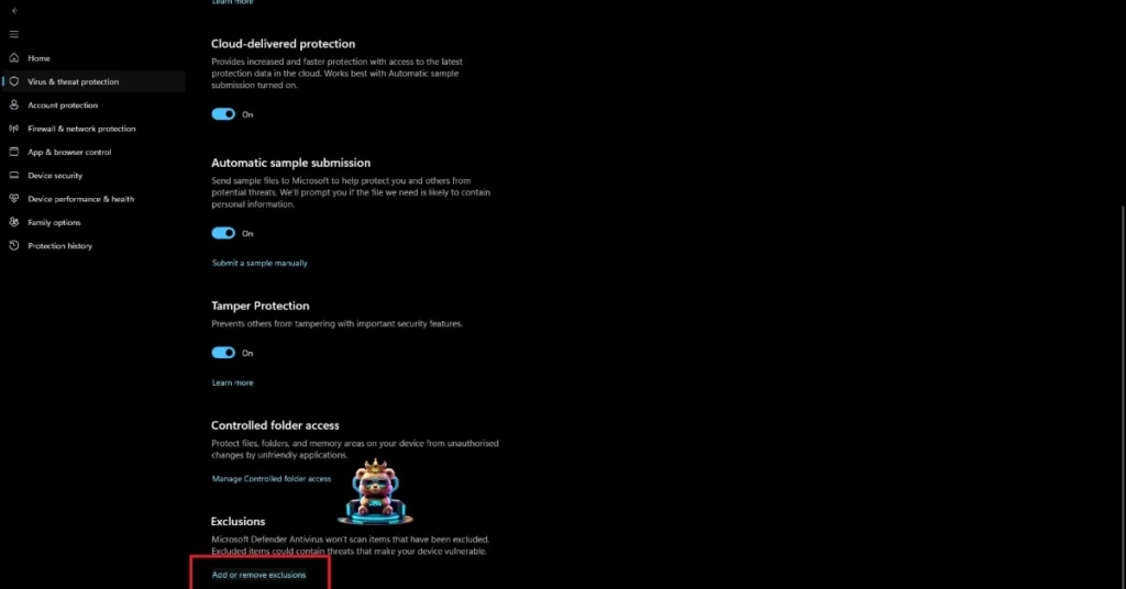 How to exclude game or its folder from Windows Security scan?
