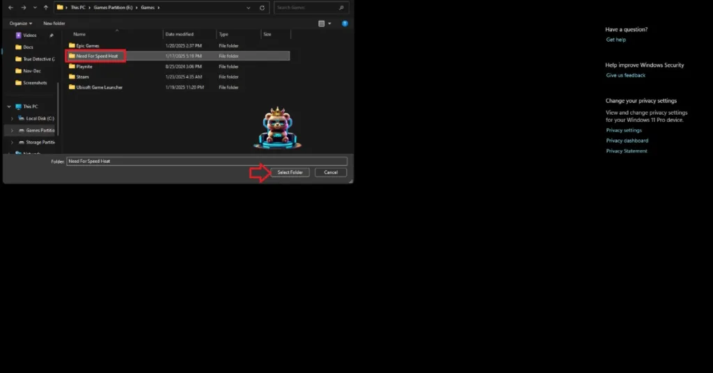 How to exclude game or its folder from Windows Security scan?