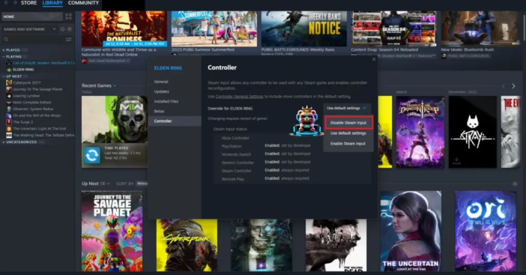 How to disable Steam input for games on Steam?
