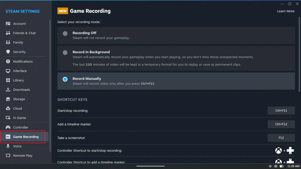 How to Record Games With Steam Game Recording on Legion Go