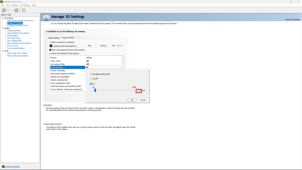 Limit Max Frame Rate in ac mirage