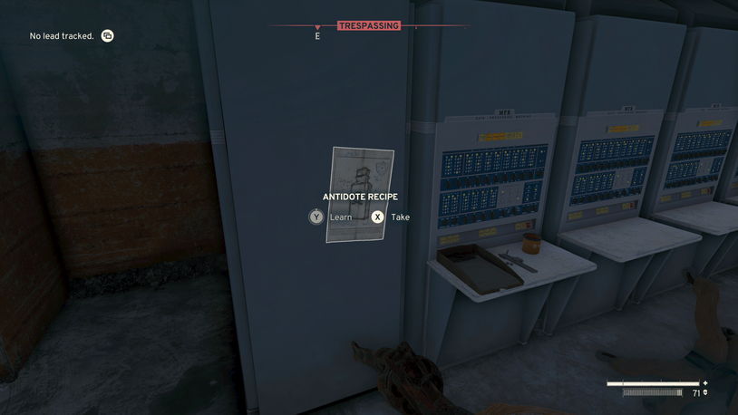 Antidote Recipe location in Atomfall