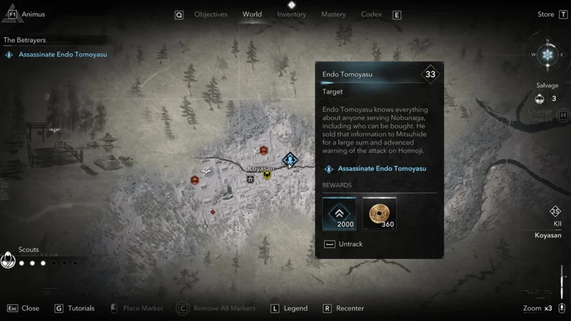 Endo Tomoyasu location on the map of AC Shadows