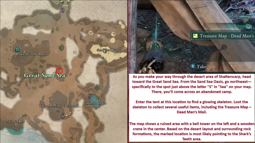 Dead Man’s Mail Treasure Map location