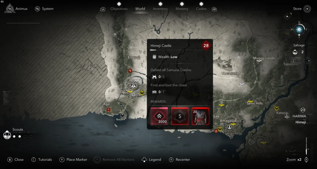 Itakura Shigezo location on the map of AC Shadows