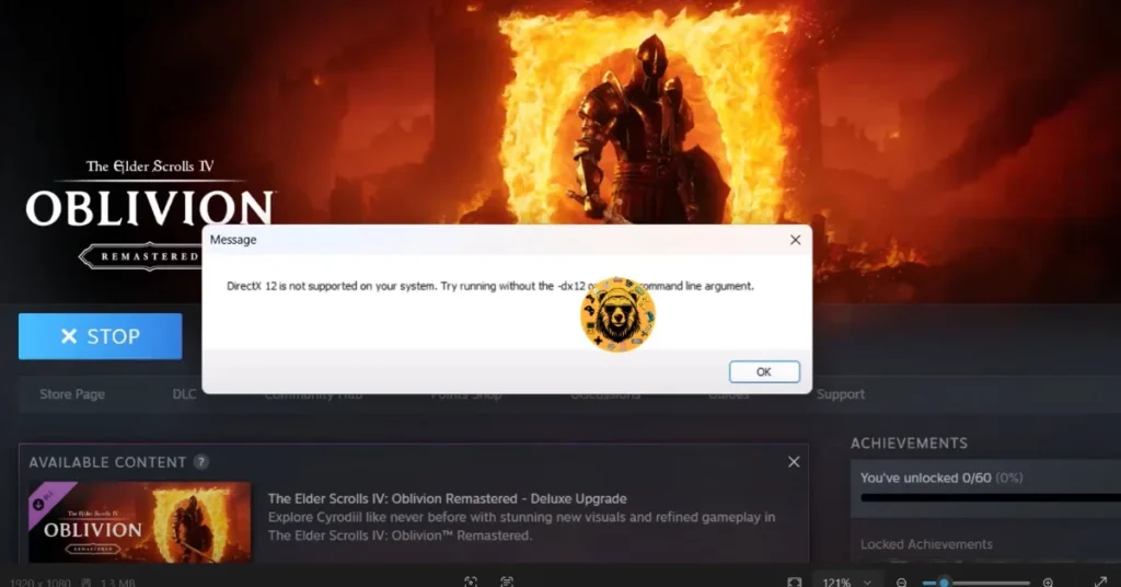 fixes for the "DirectX 12 is not supported on your system" error with Oblivion remastered?