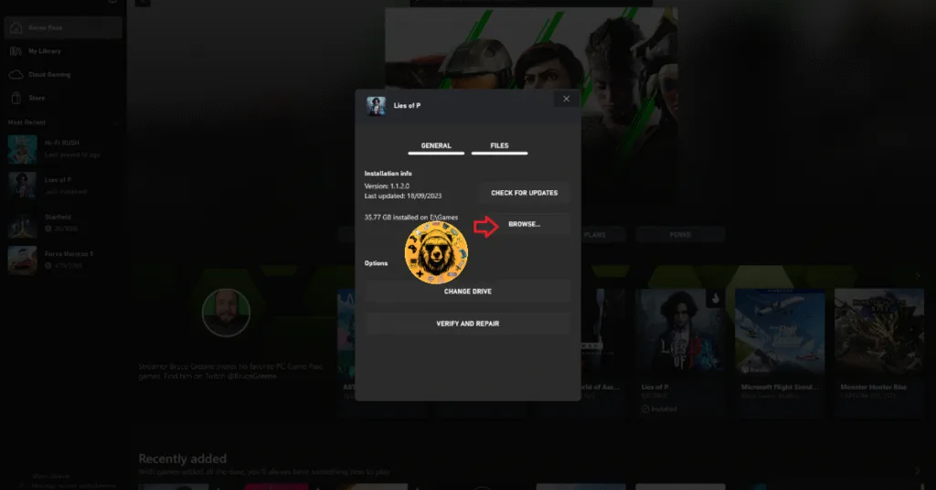 How to browse game files in Xbox App on PC?