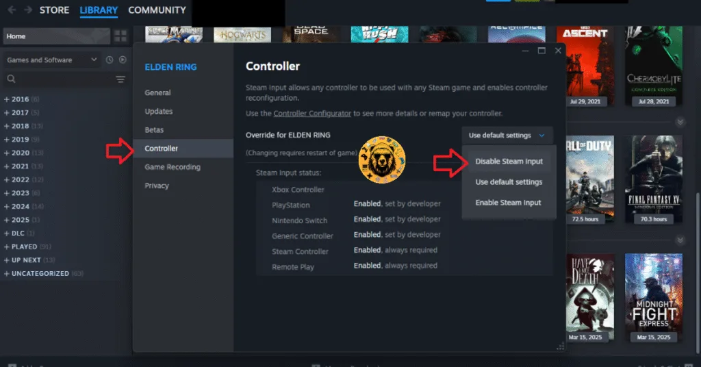 How to disable Steam input for controllers on PC?