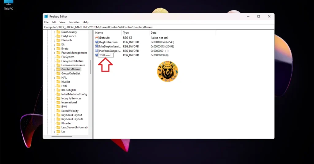 How to create TDRLevel in Windows Registry to reseet GPU driver?