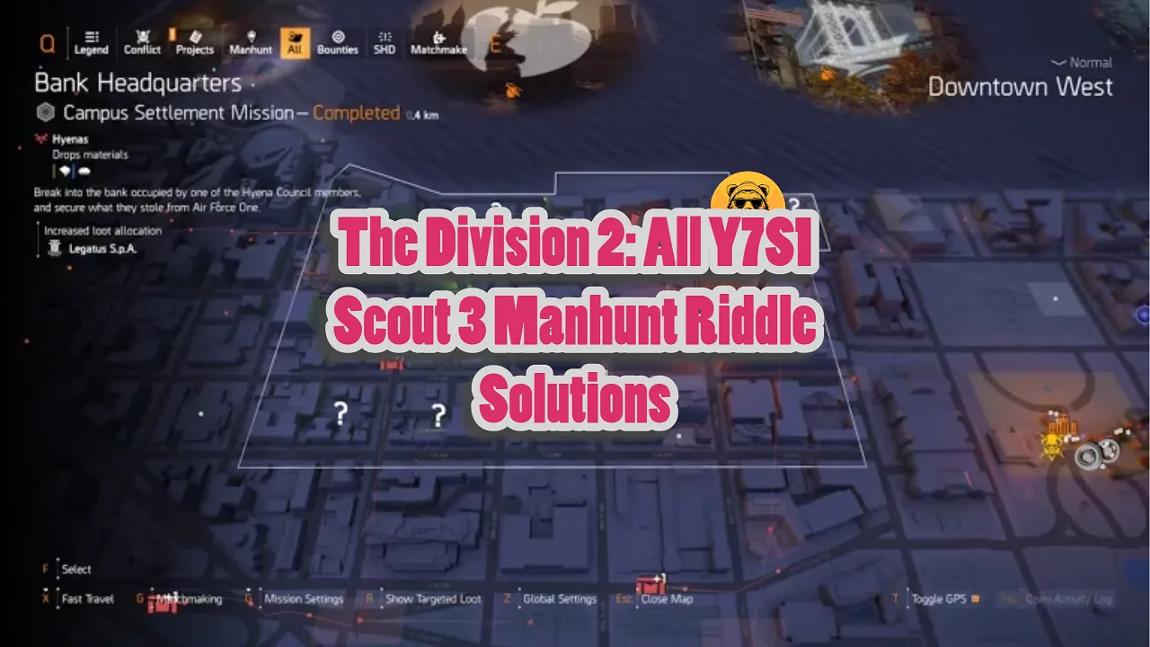 The Division 2 All Y7S1 Scout 3 Manhunt Riddle Solutions