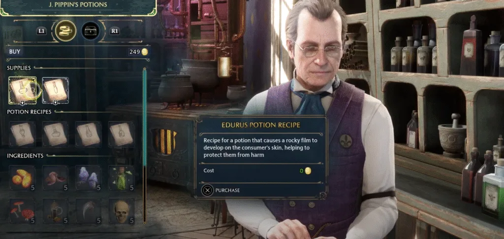 J Pippin's Potions location in Hogwarts Legacy