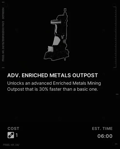 planetry sample unlocks advance enrich metal outpost