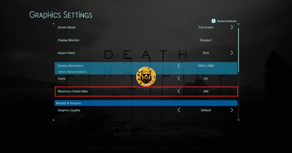 How to use the "maximum frame rate" in Death Stranding to fix in-game crashes on PC?