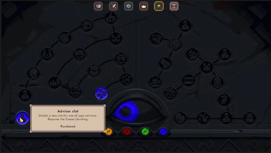 Unlocking new advisors in The King is Watching