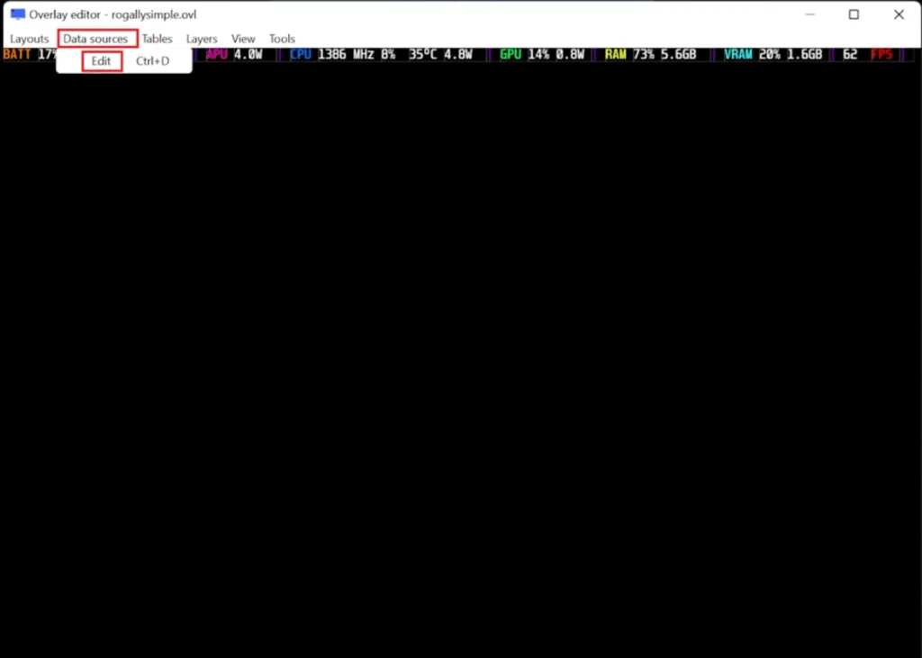 adding data sources to custom overlay on rog ally and ally x