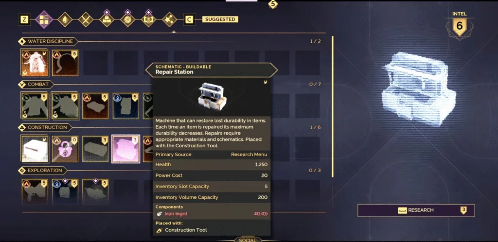 repair station crafting recipe in Dune Awakening