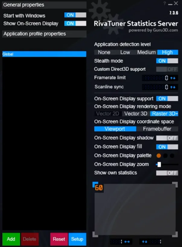 Rivatuner RTSS settings for asus rog ally