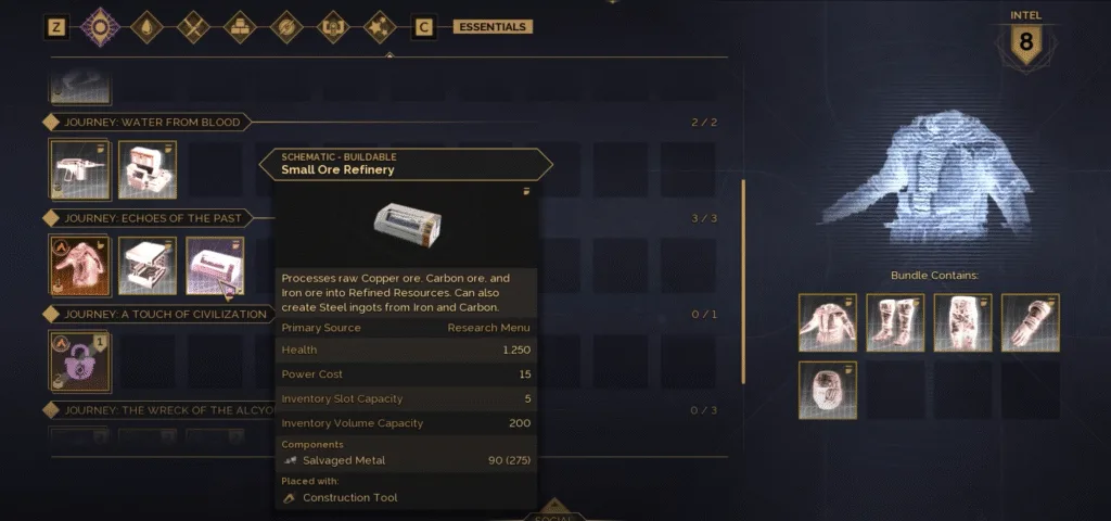 small ore refinery crafting recipe Dune Awakening