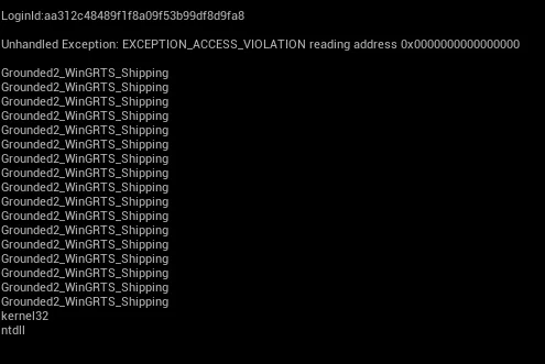 Grounded 2 Unhandled Exception EXCEPTION_ACCESS_VIOLATION error.