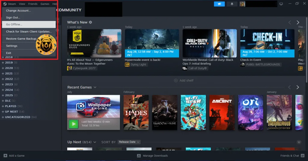 How to run Steam in offline to fix to fix Gears of War: Reloaded startup crash on PC?