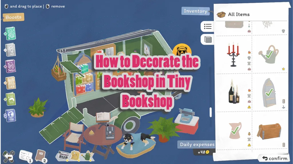 Tiny Bookshop Decorations List and How to Unlock Decorations