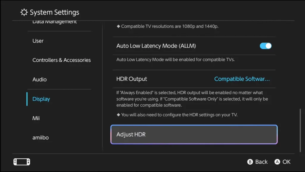 best nintendo switch 2 hdr settings for TV
