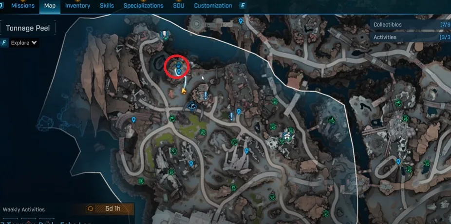 Echo Log Location #6 in Tonnage Peel in BL4