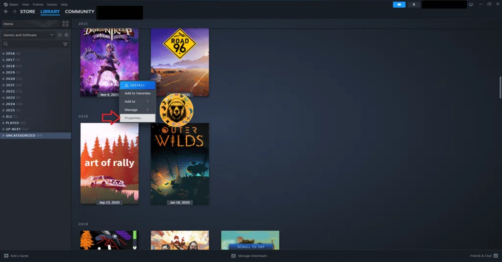 How to go to Steam properties for Borderlands 4 to fix high CPU usage?