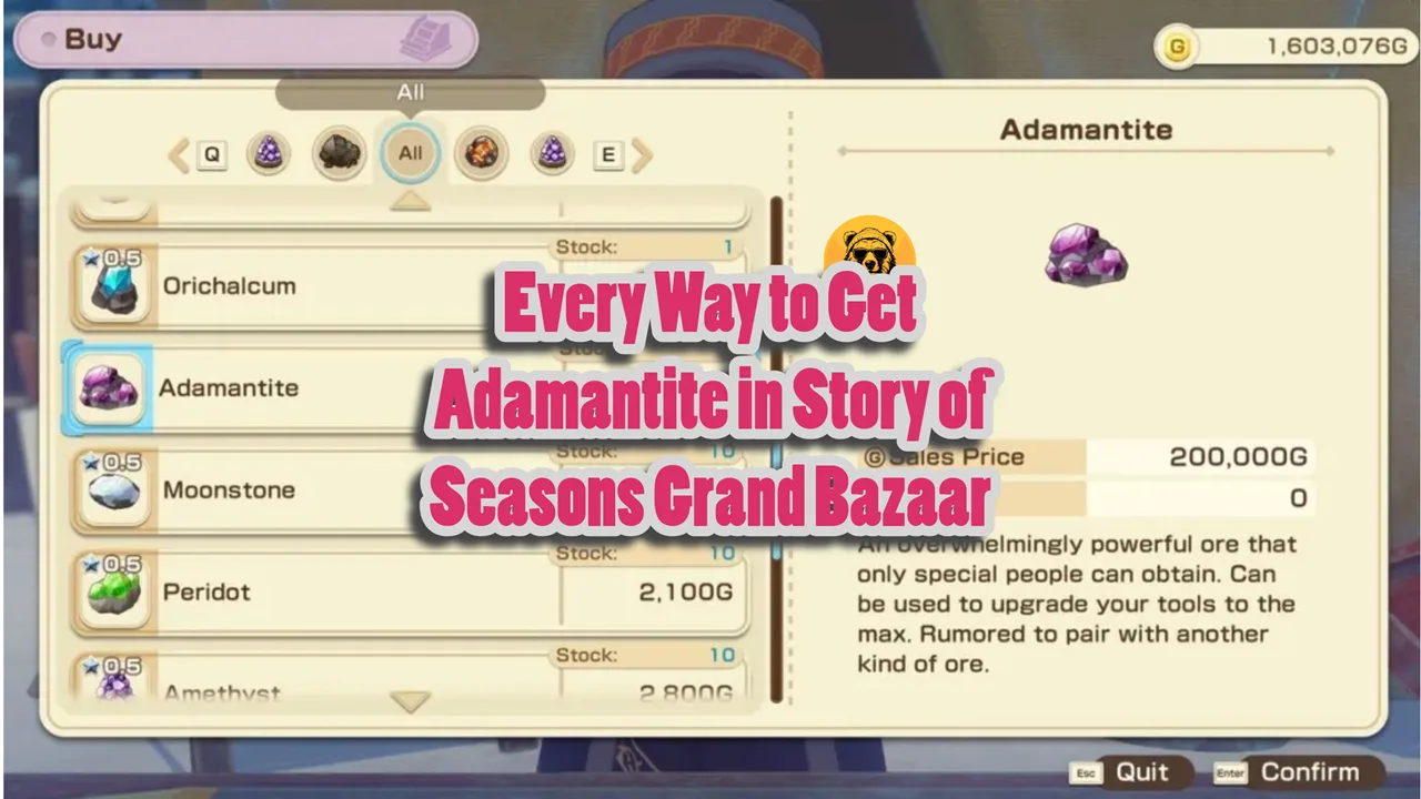 Every Way to Get Adamantite in Story of Seasons Grand Bazaar