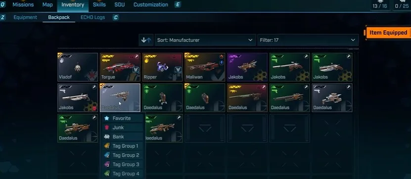 How to mark items as junk from inventory