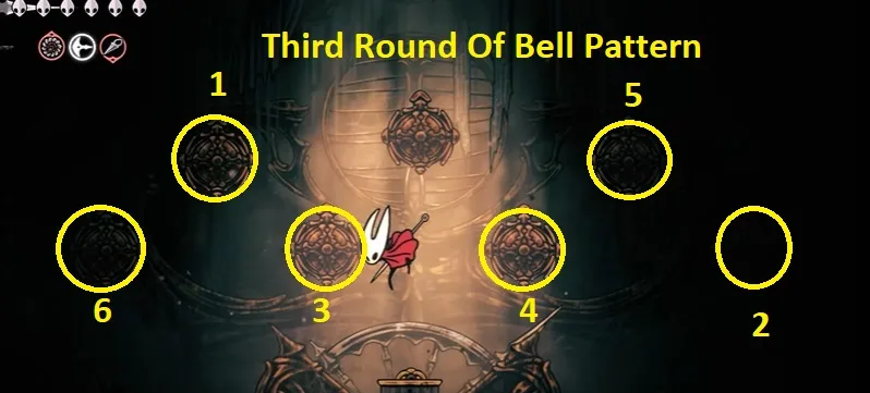 Third round of bell pattern in silksong at whispering Vault