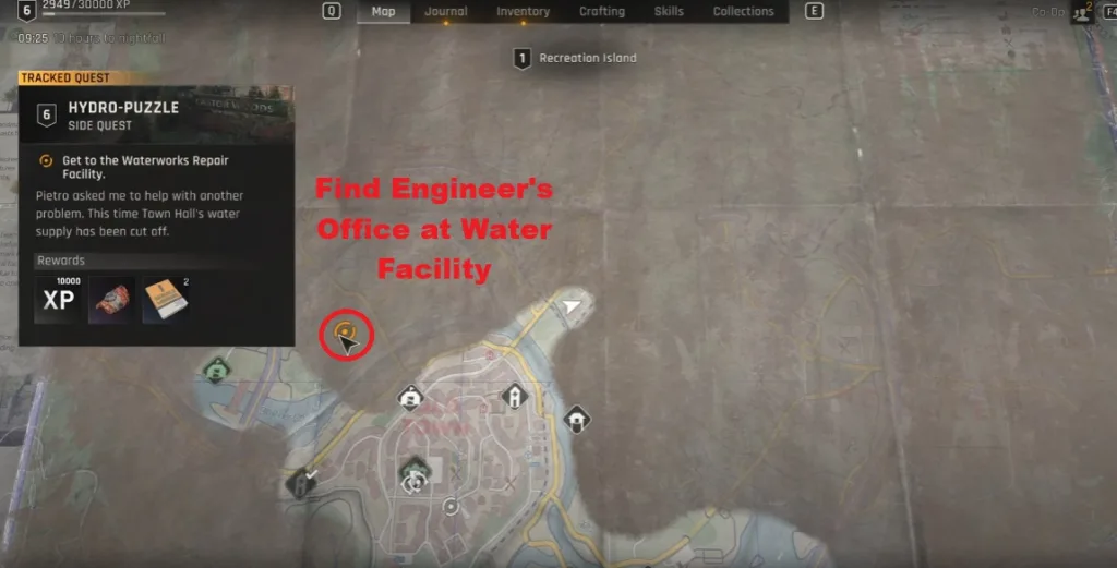 how to find engineers office at water facility in dying light the beast