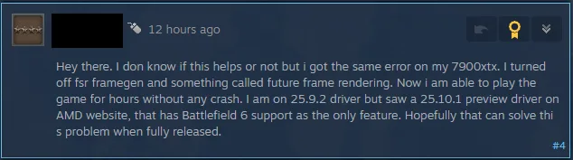 Proven fix for DXGI Error Device Hung crash for Battlefield 6 on PC.
