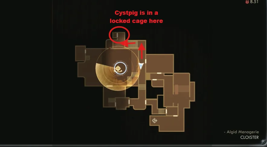 Free cystpig from the cage to have him as pet in outer worlds 2