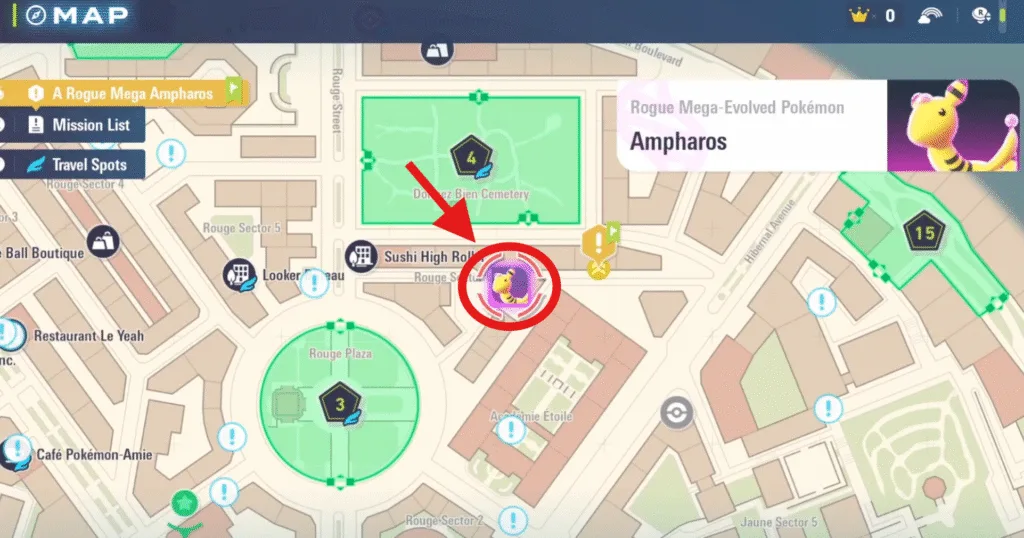 Ampharosite Mega Stone location in Pokemon Legends Z-A